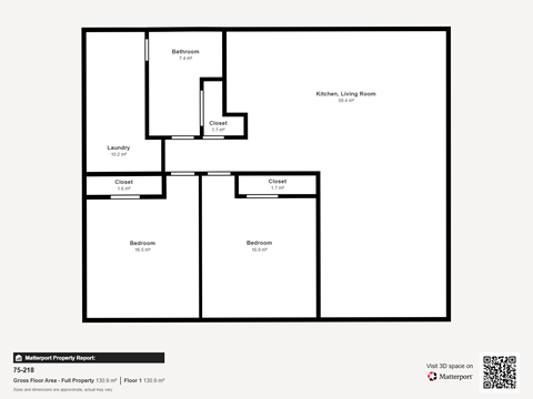 Floor plan for 2 beds, 1 bath, 1526 sqft